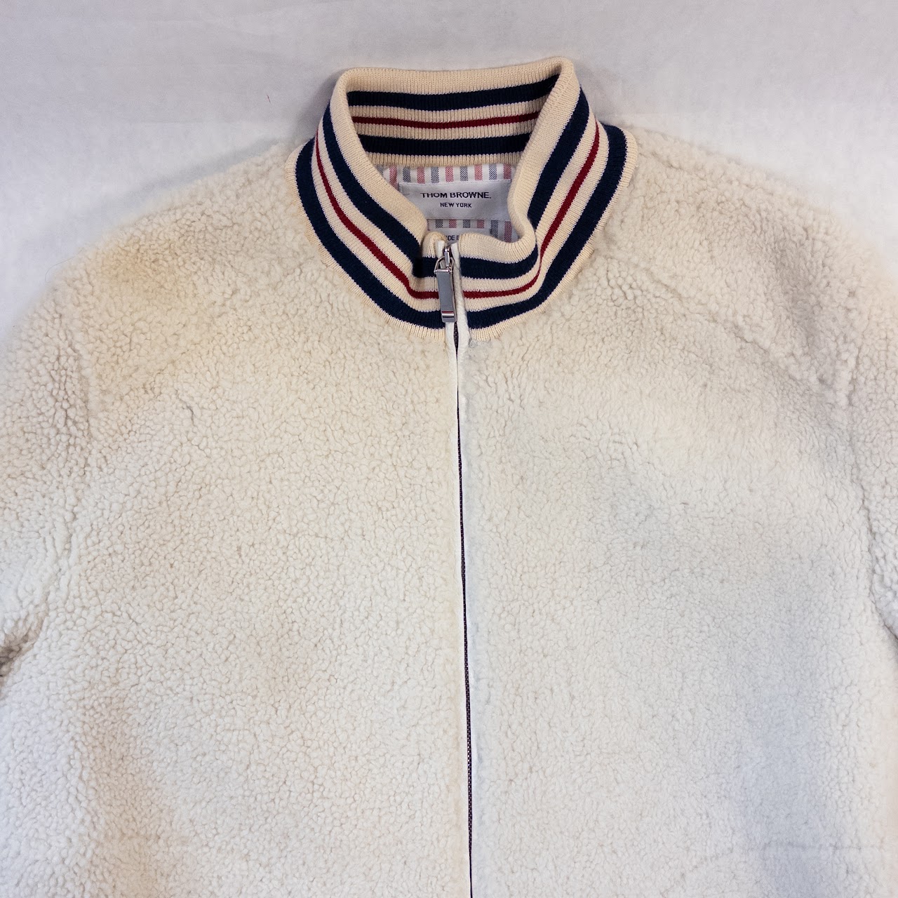 Thom Browne Funnel Neck Dyed Shearling Golf Jacket