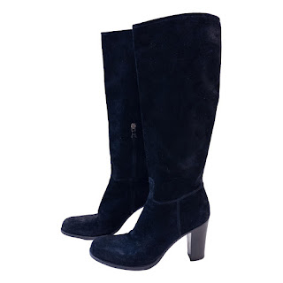 Prada Black Suede Knee High Boots