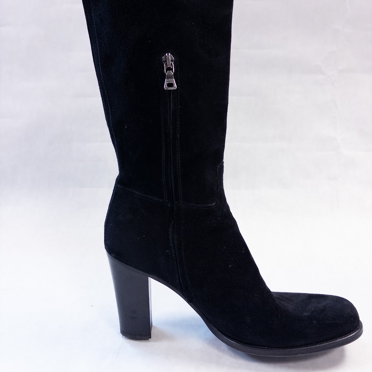 Prada Black Suede Knee High Boots