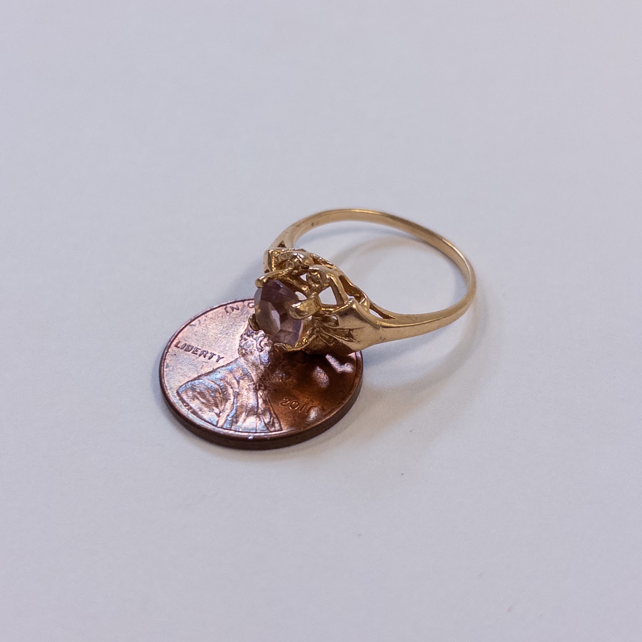 14K Gold Ring with Light Pink Gemstone