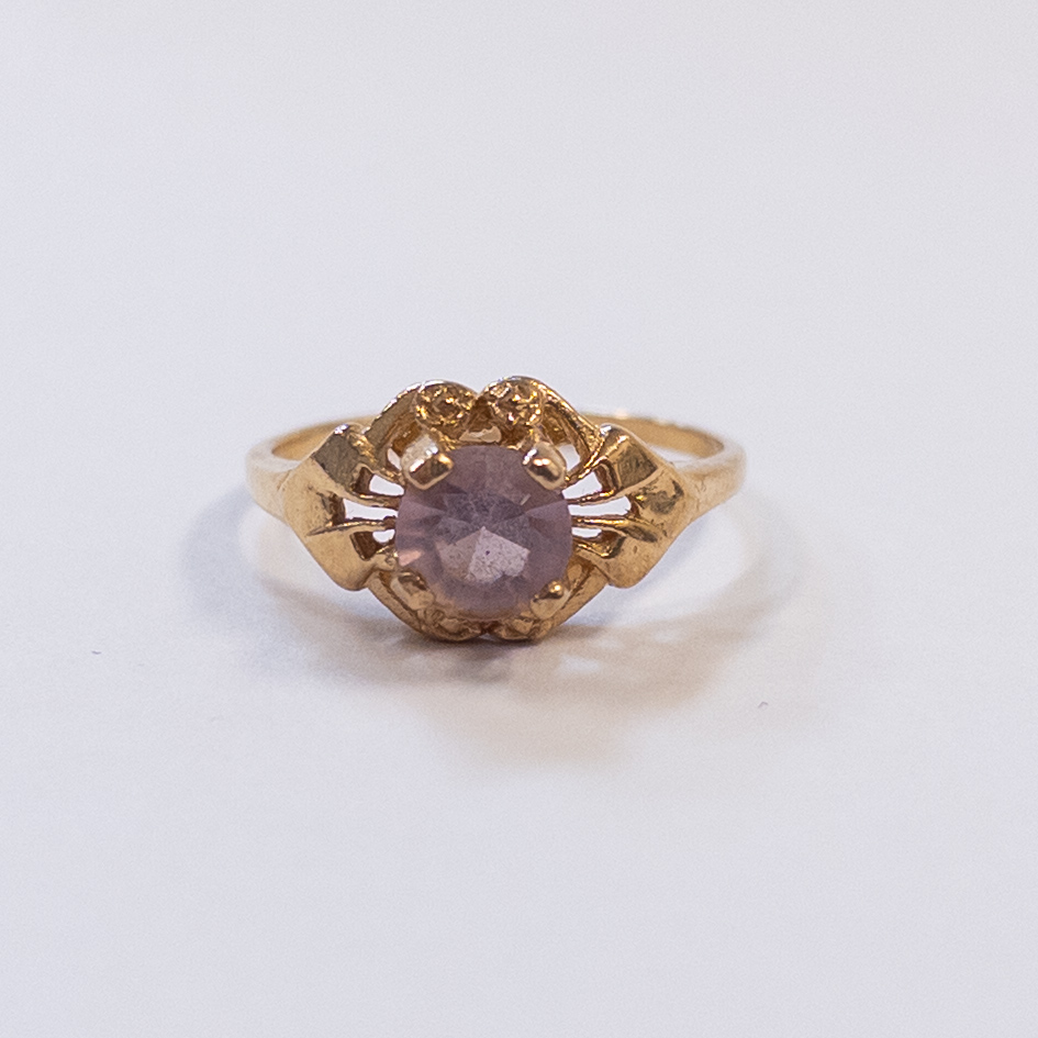 14K Gold Ring with Light Pink Gemstone