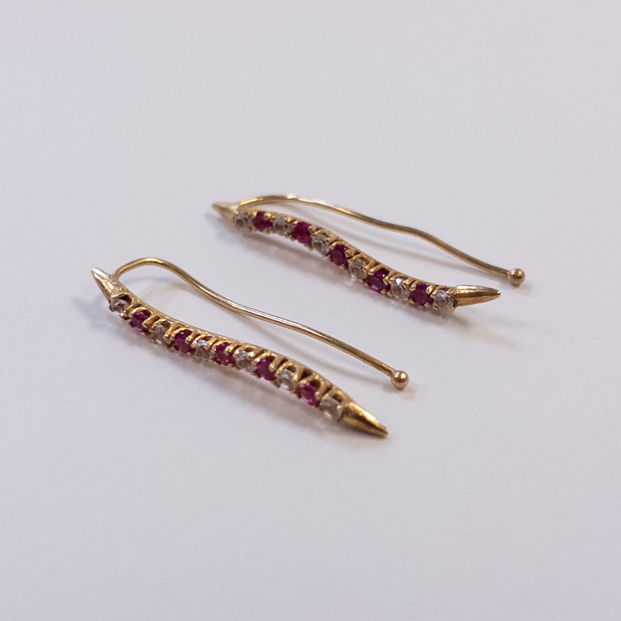 14K Gold Long Dangle Earrings