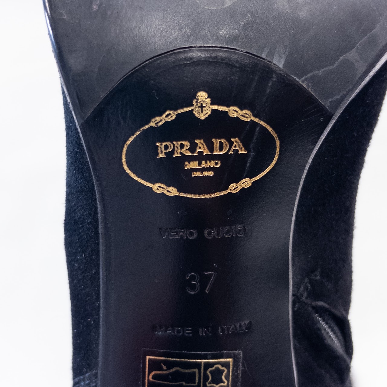 Prada Black Suede Knee High Boots