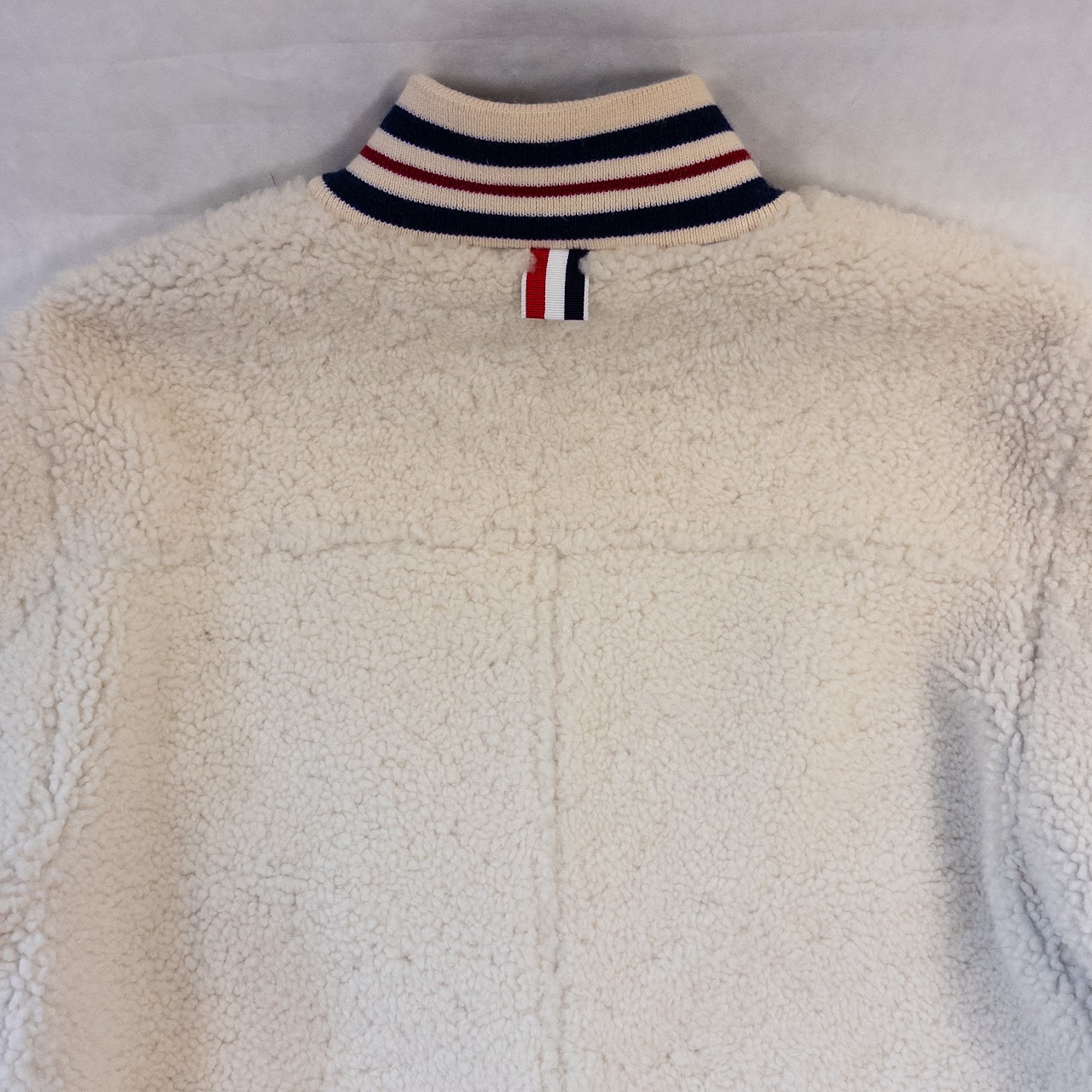 Thom Browne Funnel Neck Dyed Shearling Golf Jacket