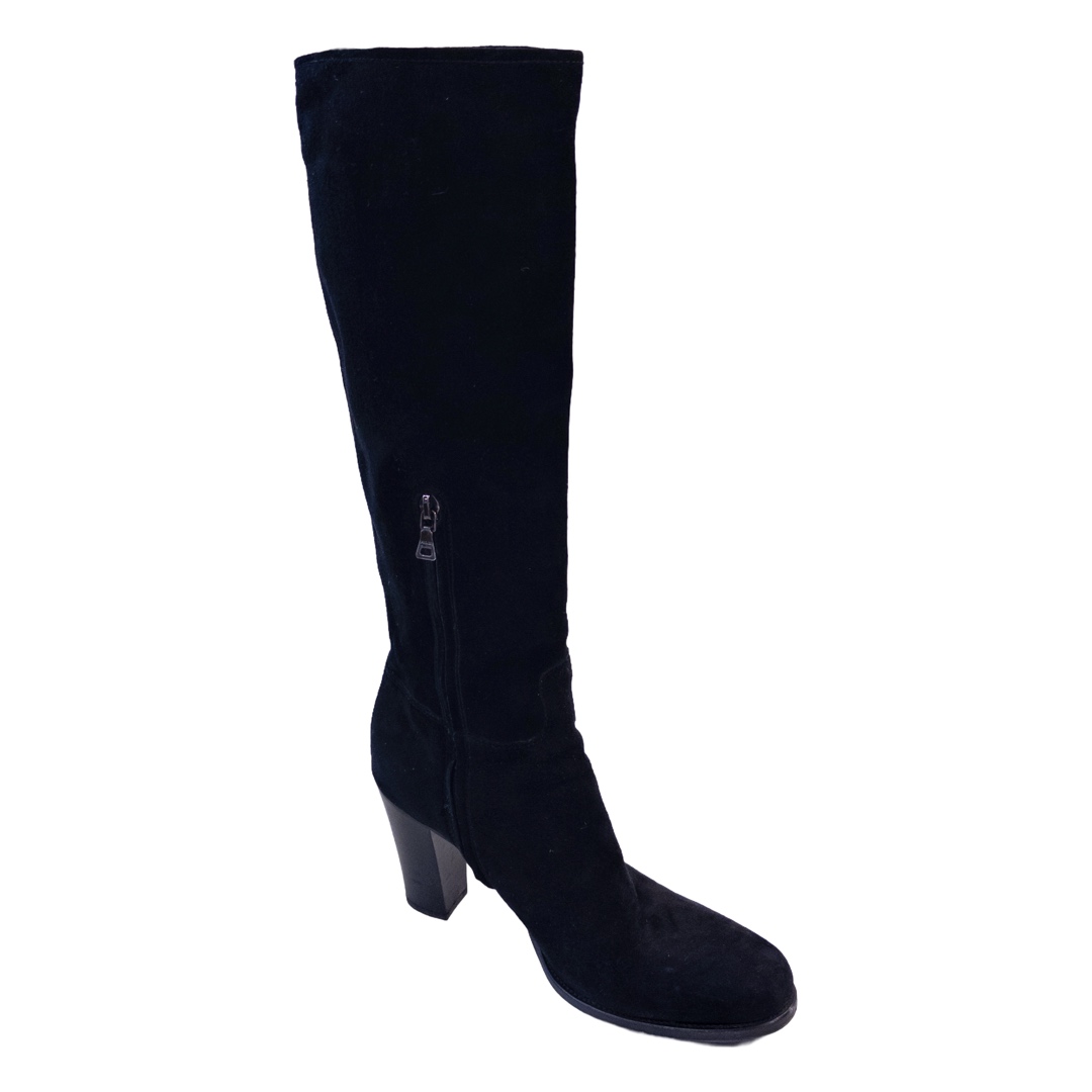 Prada Black Suede Knee High Boots