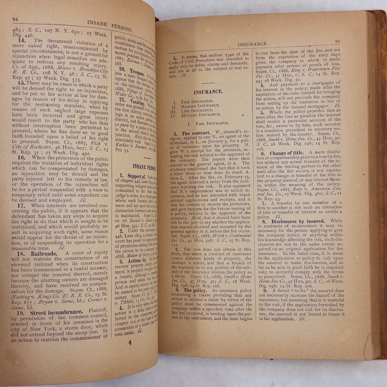 F.E. Barnard, 'A Digest of New York Reports 1/1, 1888 to 7/1, 1888'