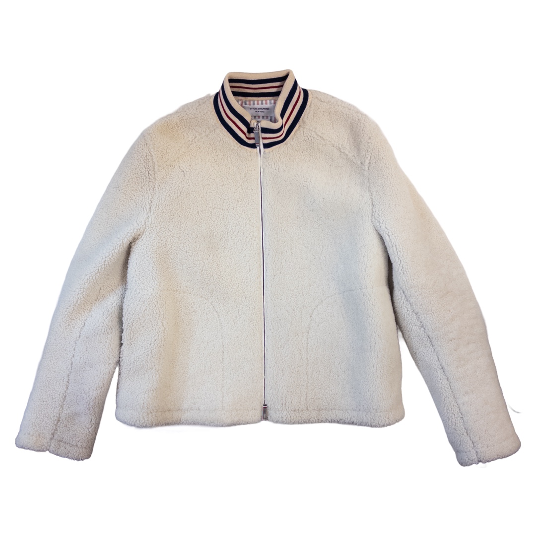 Thom Browne Funnel Neck Dyed Shearling Golf Jacket