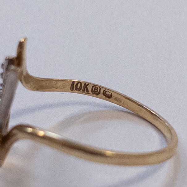 10K Gold and Diamond 'M' Initial Ring