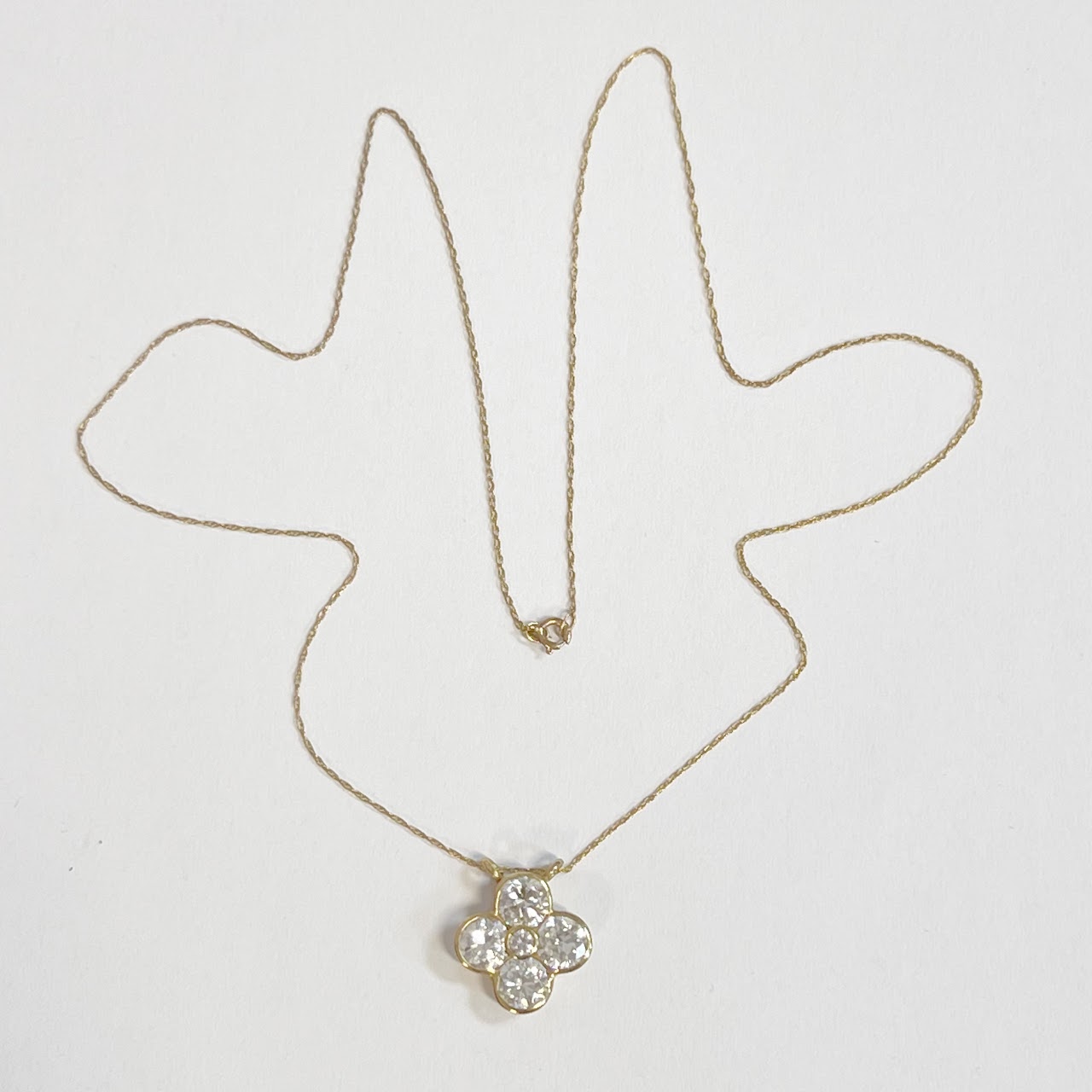 10K Gold and Cubic Zirconia Fleur de Lis Pendant Necklace