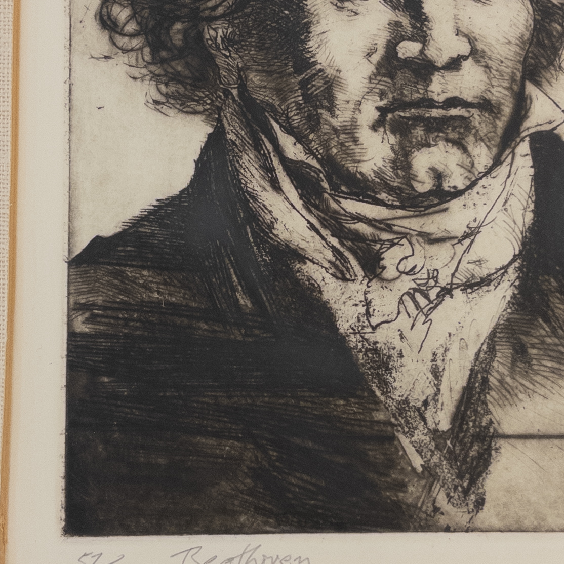 Jake Coughlin 'Beethoven' Signed Portrait Etching