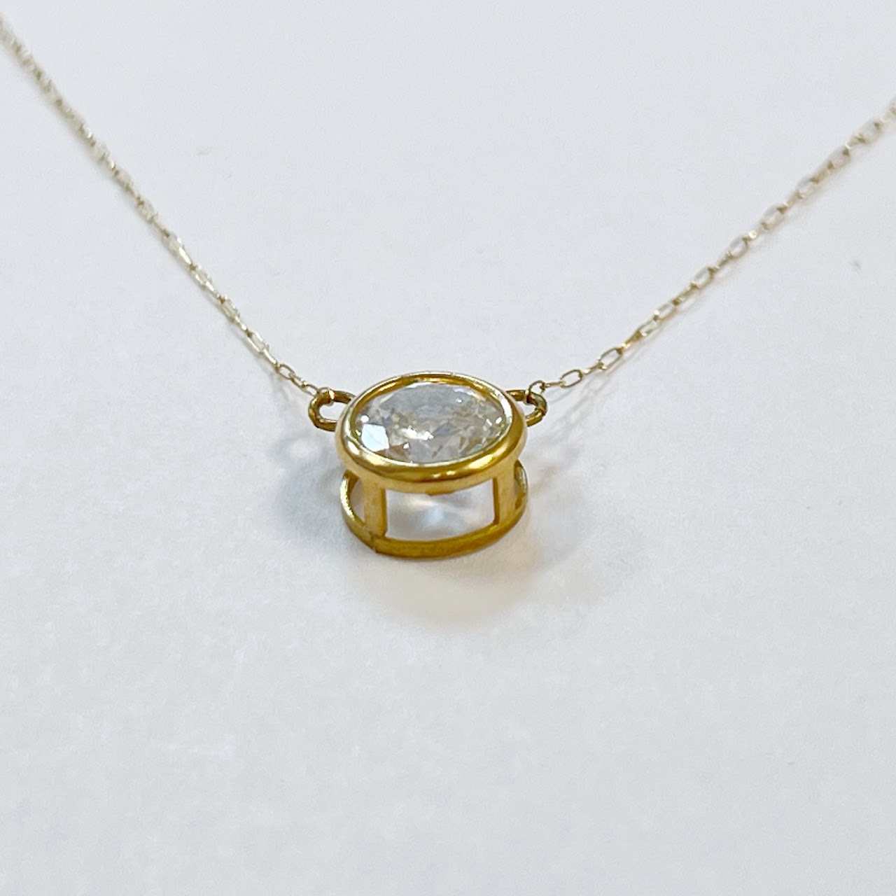 14K Gold and Cubic Zirconia 20 1/2" Pendant Necklace