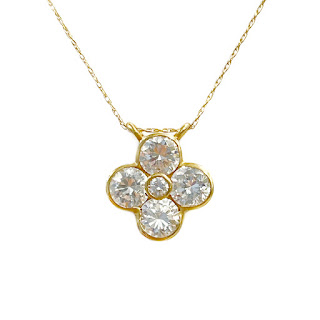 10K Gold and Cubic Zirconia Fleur de Lis Pendant Necklace