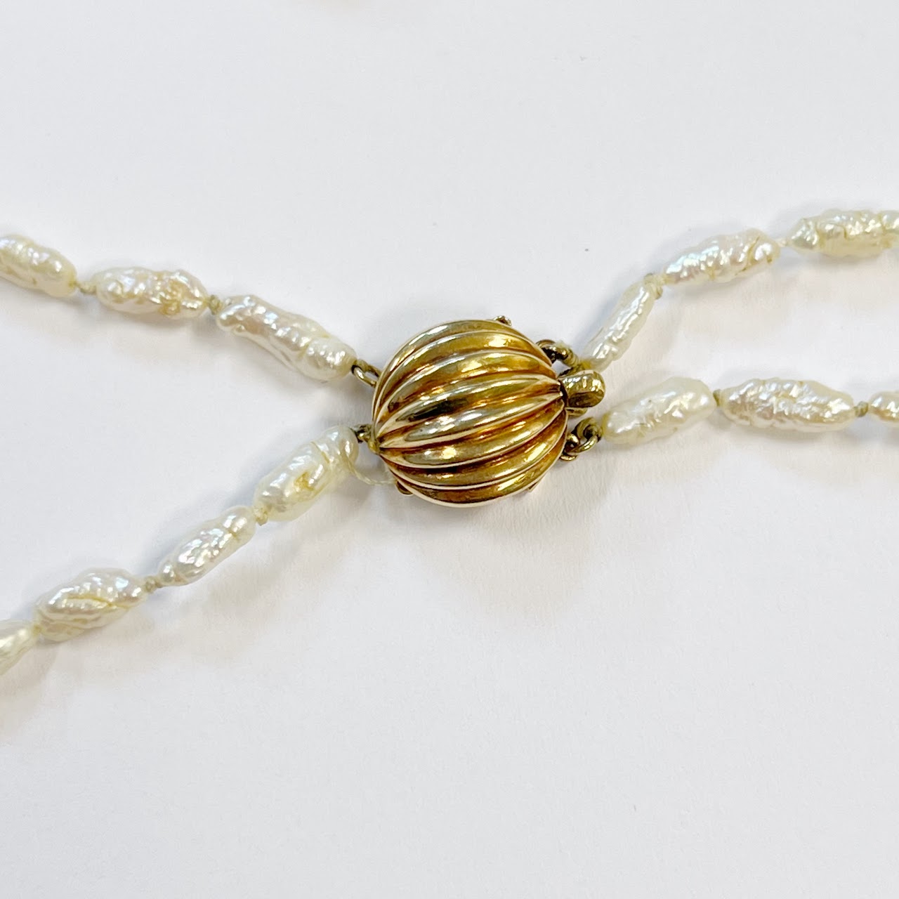 Freshwater Pearl and 14K Gold Two Strand Necklace