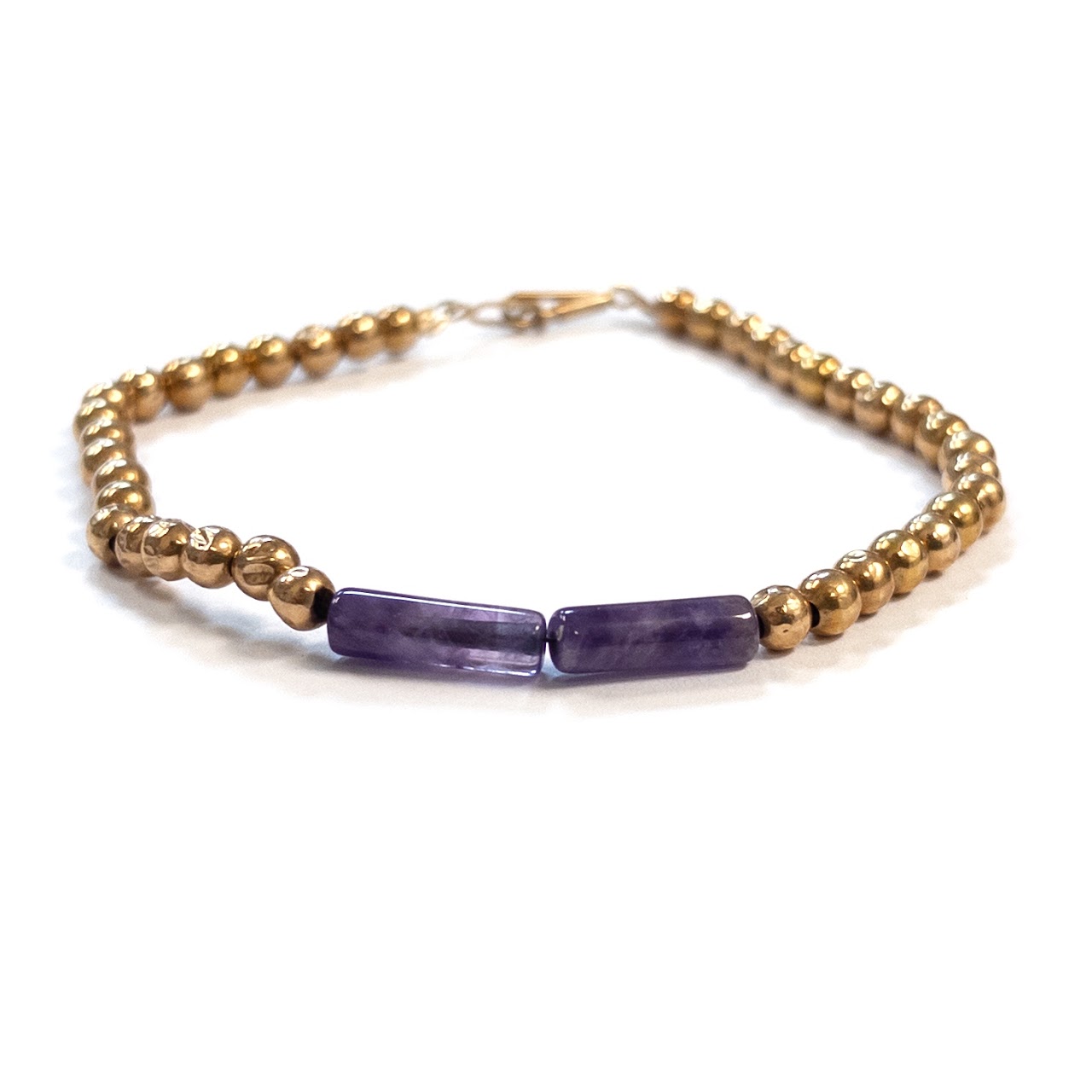 14K Gold and Amethyst Beaded Bracelet