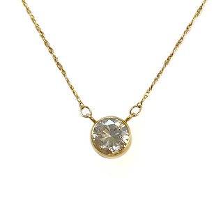 14K Gold and Cubic Zirconia 17 1/2" Pendant Necklace