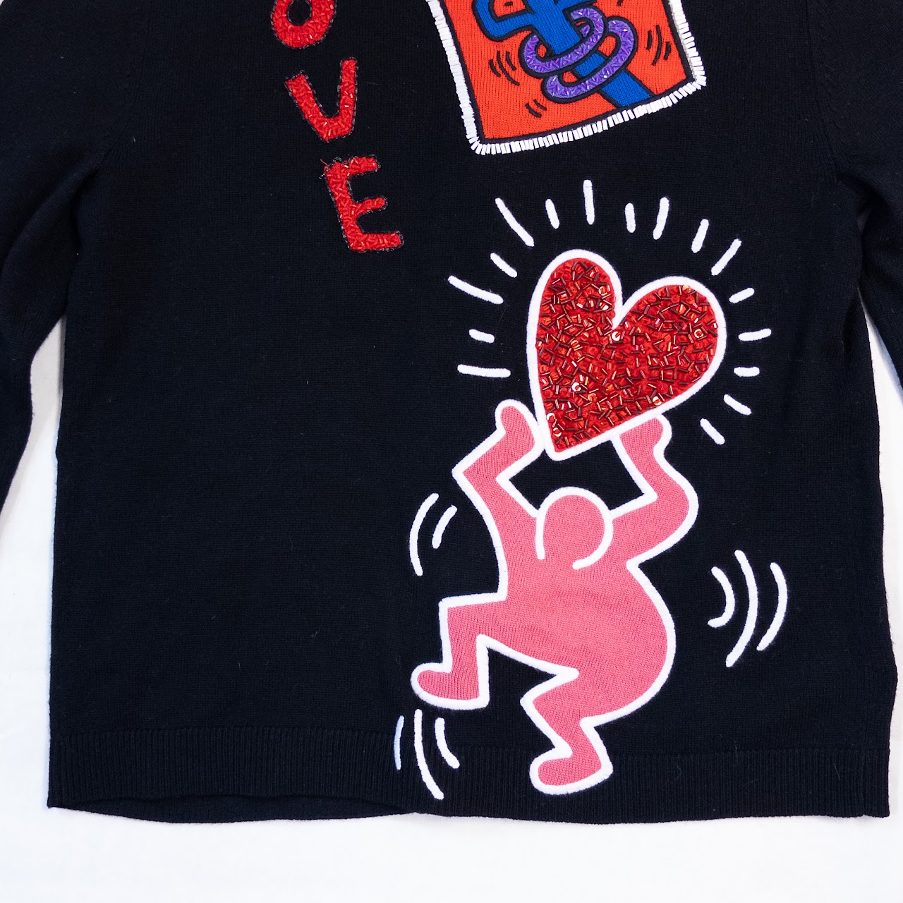 Keith Haring x Alice + Olivia Embellished Cardigan Sweater