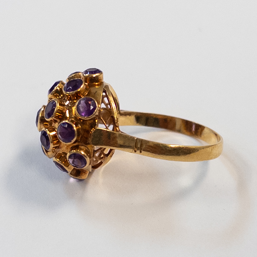 18K Gold and Amethyst Sputnik Ring