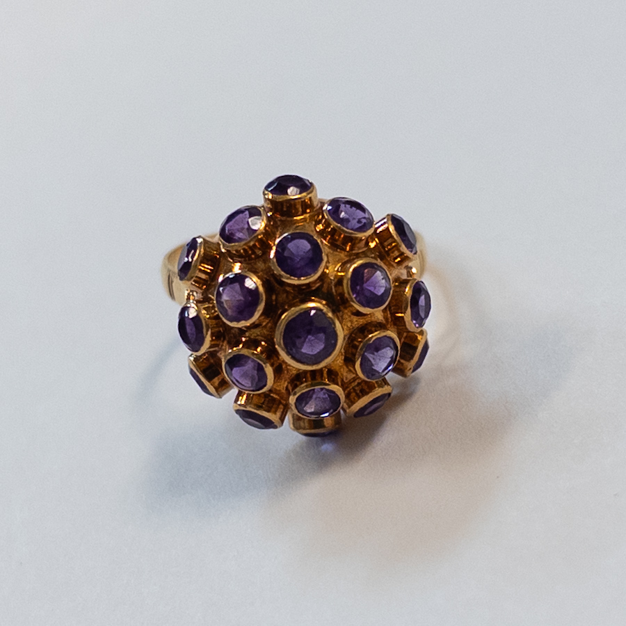 18K Gold and Amethyst Sputnik Ring