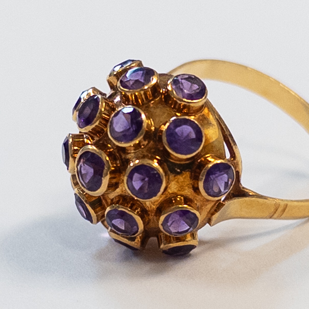 18K Gold and Amethyst Sputnik Ring