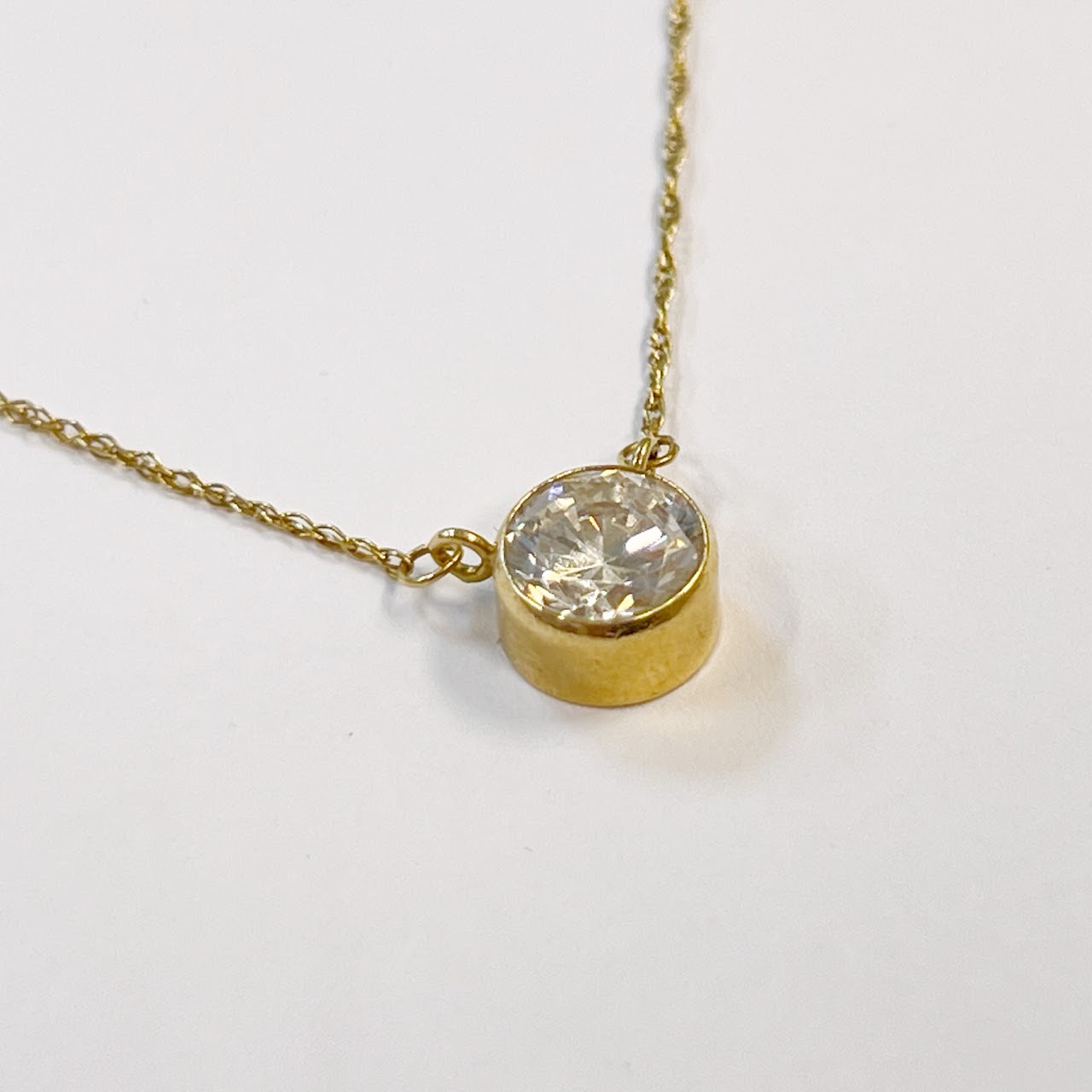 14K Gold and Cubic Zirconia 17 1/2" Pendant Necklace