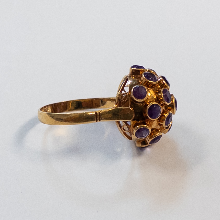 18K Gold and Amethyst Sputnik Ring