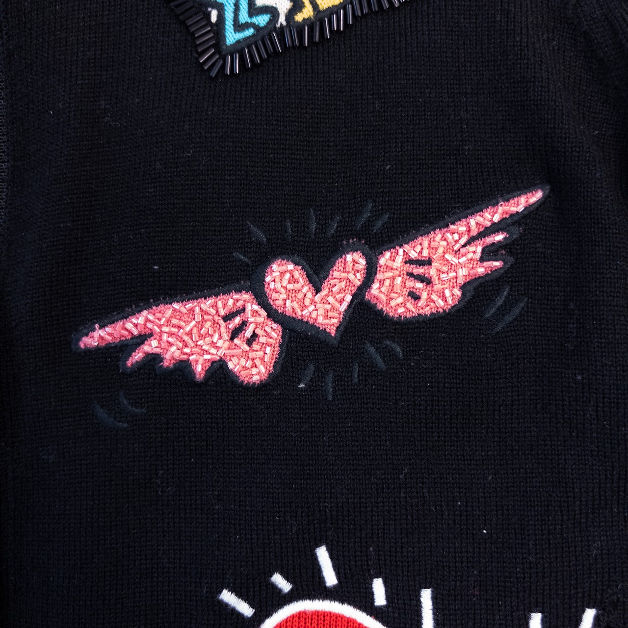 Keith Haring x Alice + Olivia Embellished Cardigan Sweater