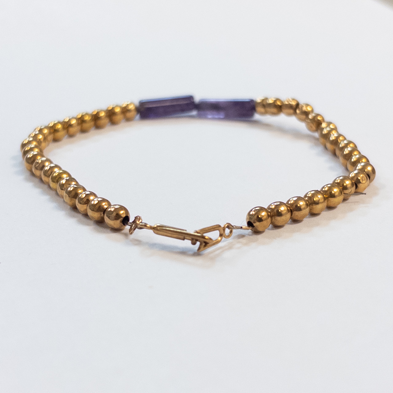 14K Gold and Amethyst Beaded Bracelet