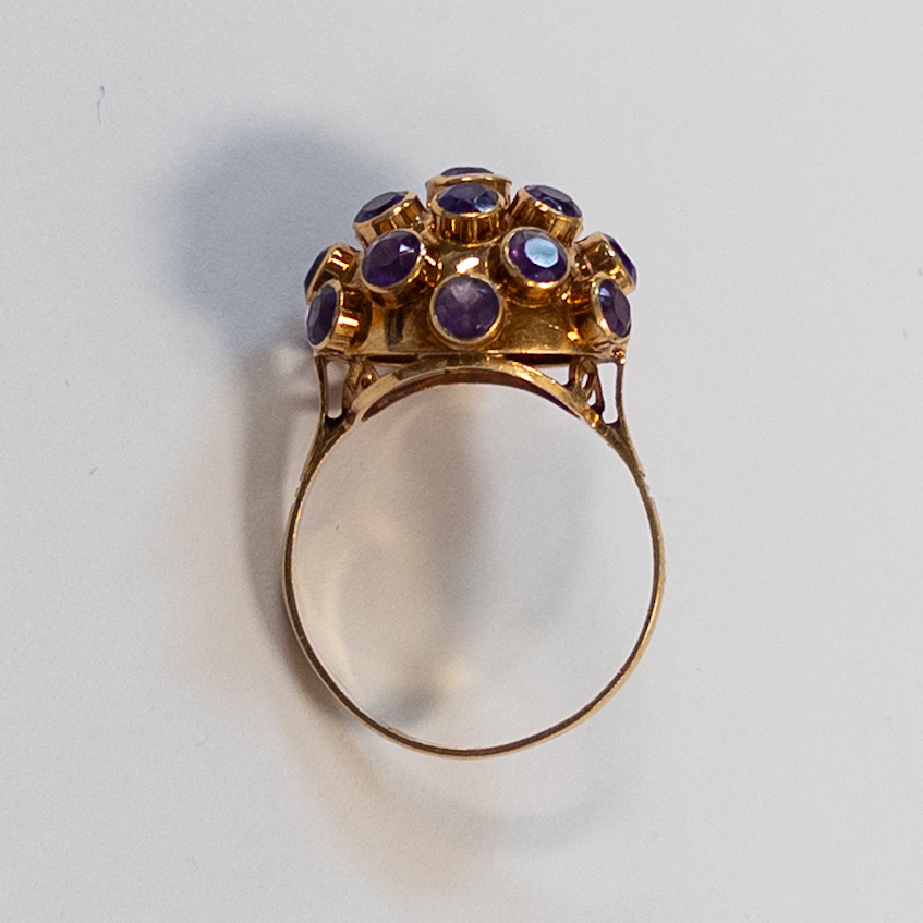 18K Gold and Amethyst Sputnik Ring