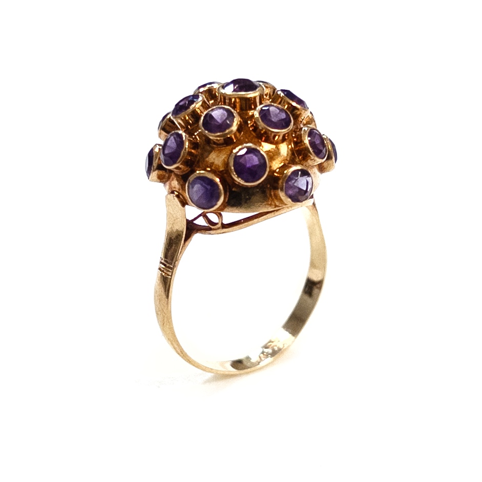 18K Gold and Amethyst Sputnik Ring