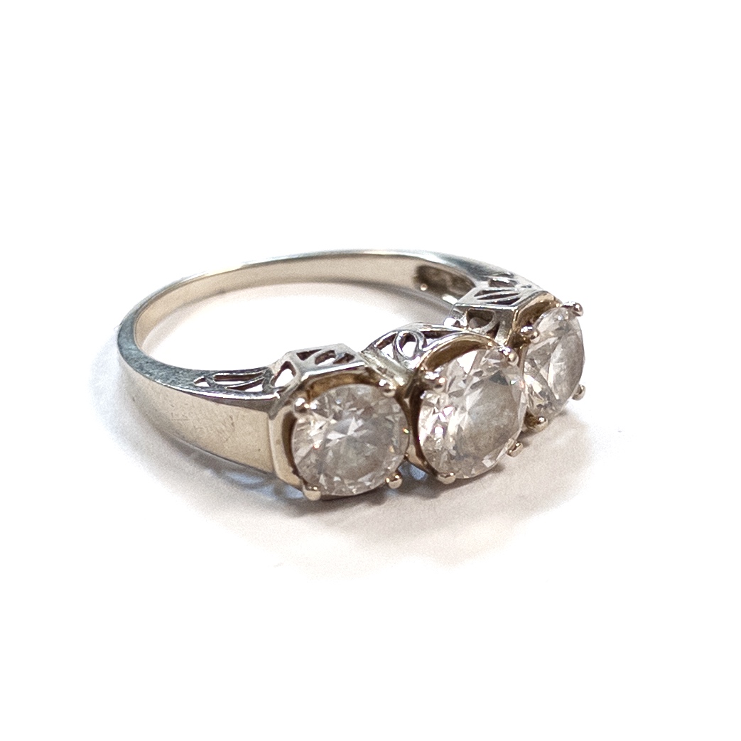 14K White Gold and Cubic Zirconia Size 10 Ring