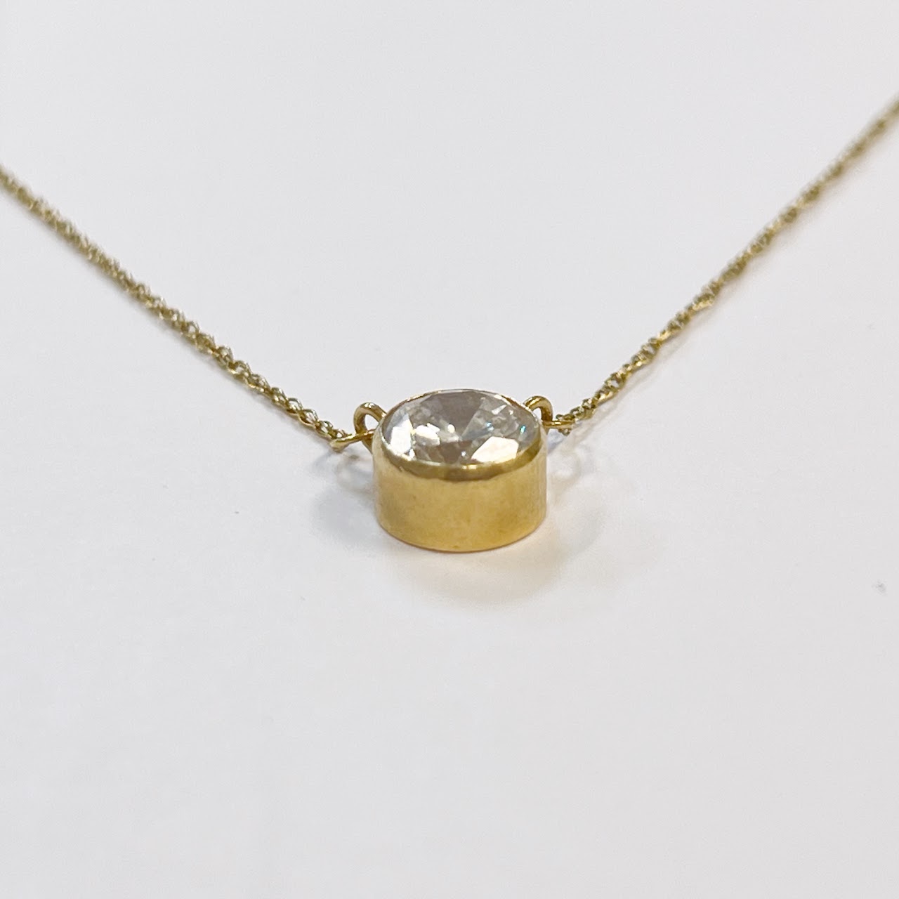 14K Gold and Cubic Zirconia 17 1/2" Pendant Necklace