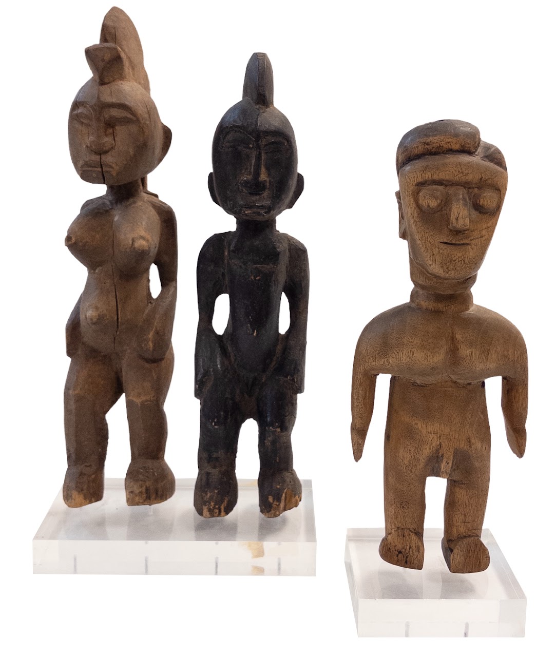 African Wooden Figural Carving Trio