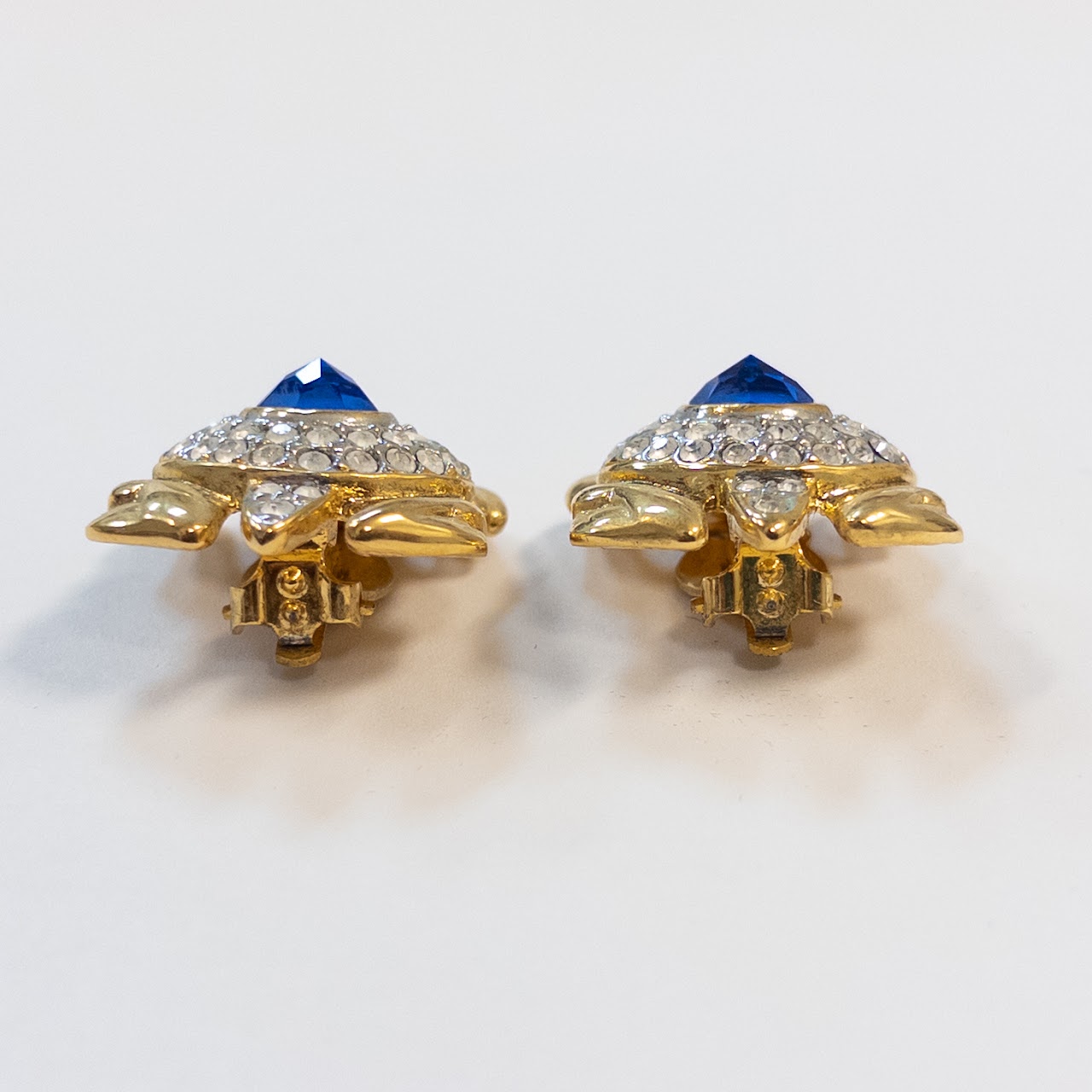 Valentino Rhinestone Encrusted Turtle Clip Earrings