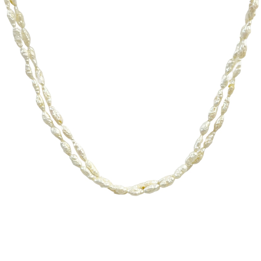 Freshwater Pearl and 14K Gold Two Strand Necklace