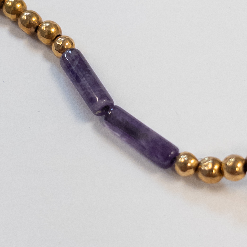 14K Gold and Amethyst Beaded Bracelet