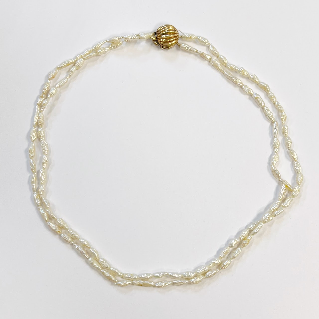 Freshwater Pearl and 14K Gold Two Strand Necklace