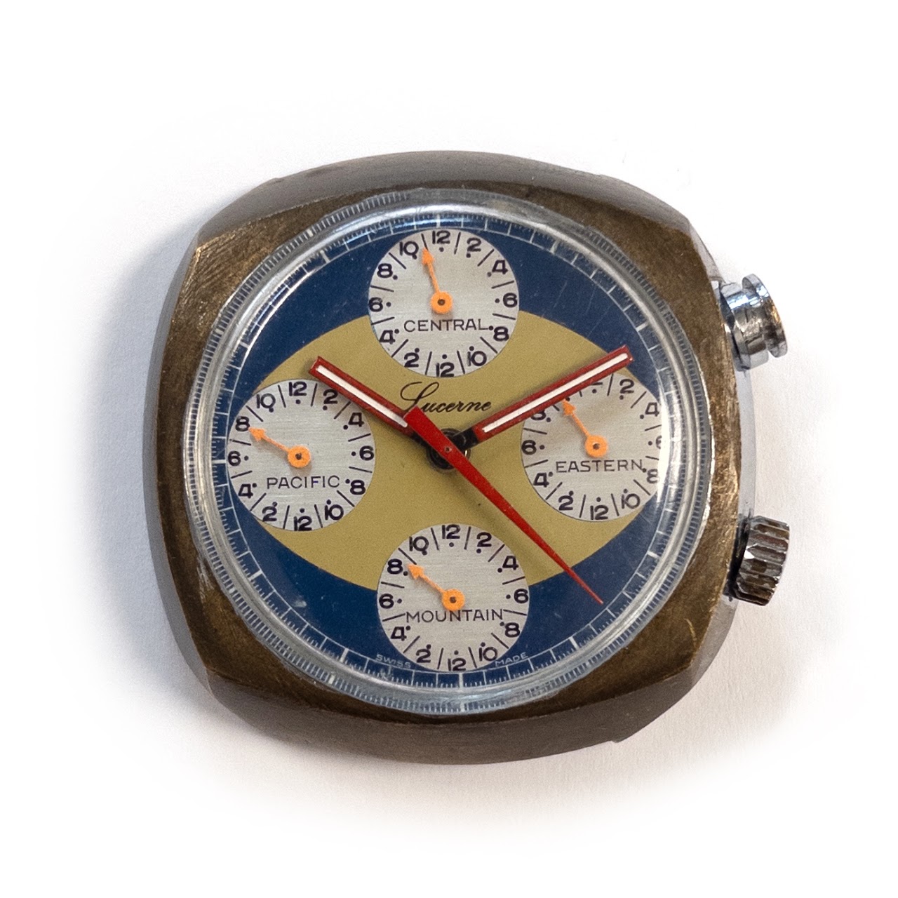 Lucerne 1970s Modernist Four US Time Zone Watch