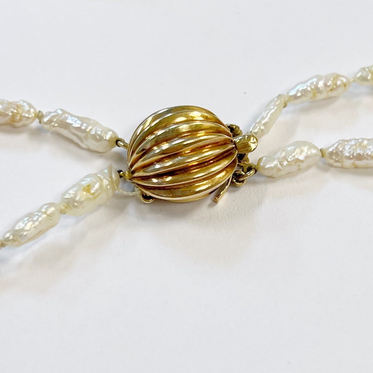 Freshwater Pearl and 14K Gold Two Strand Necklace