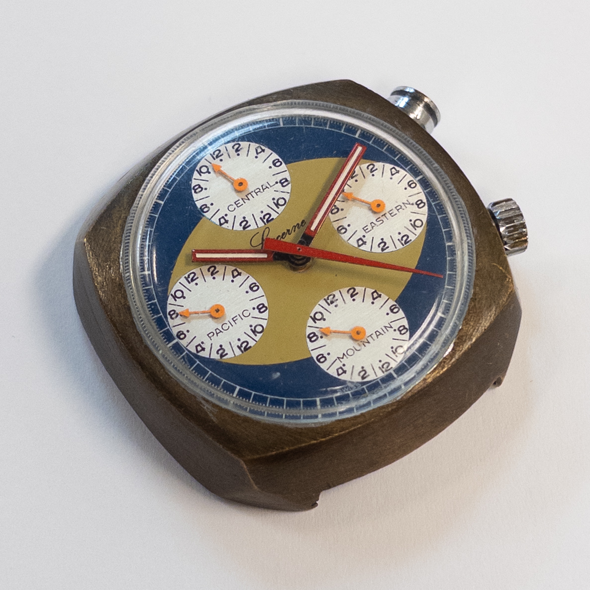 Lucerne 1970s Modernist Four US Time Zone Watch