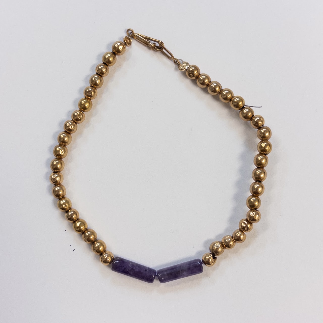 14K Gold and Amethyst Beaded Bracelet