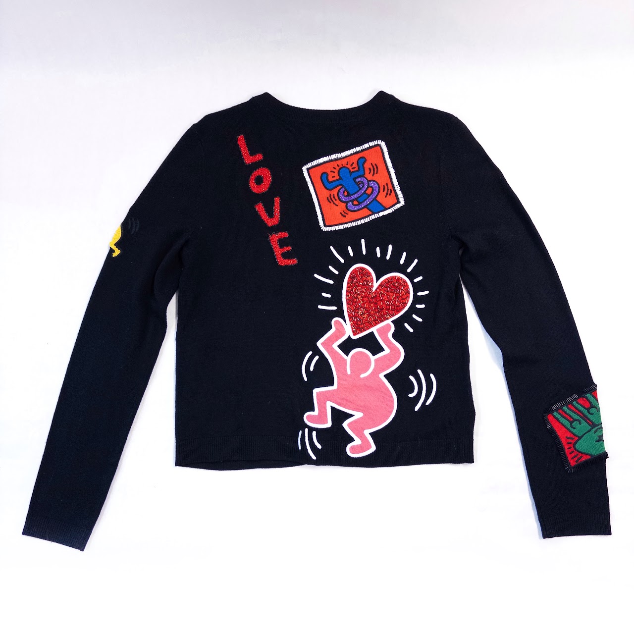 Keith Haring x Alice + Olivia Embellished Cardigan Sweater