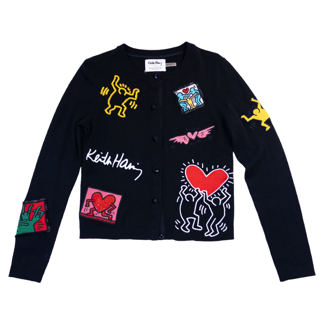 Keith Haring x Alice + Olivia Embellished Cardigan Sweater