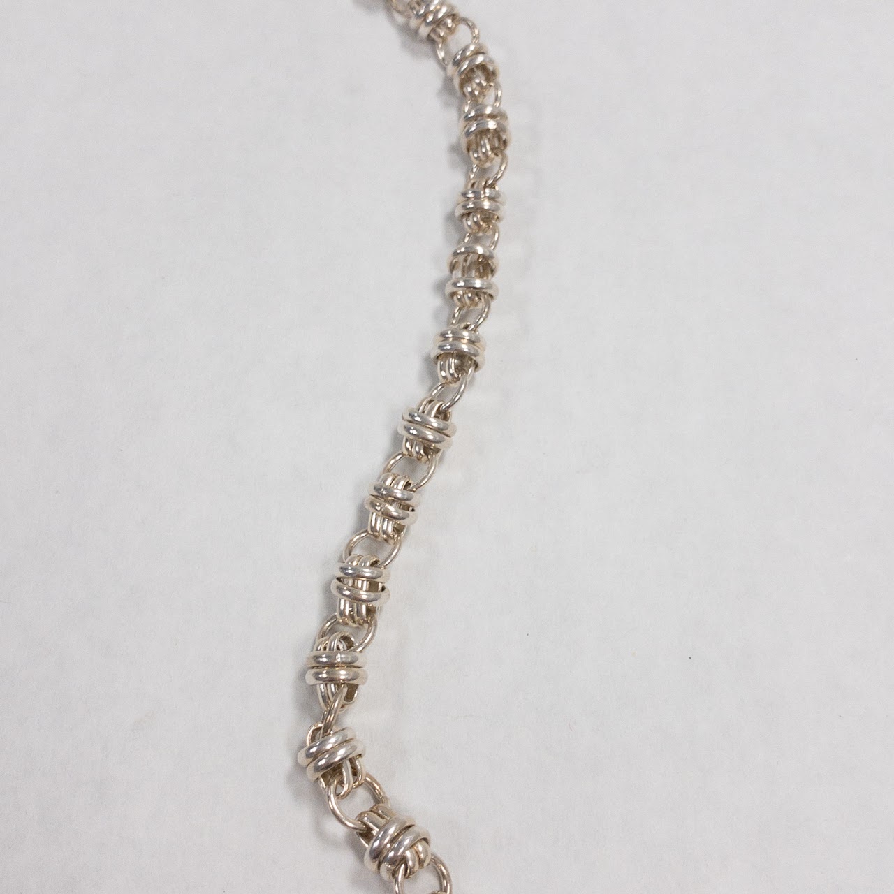 Sterling Silver Fancy Link Necklace With Heart Clasp