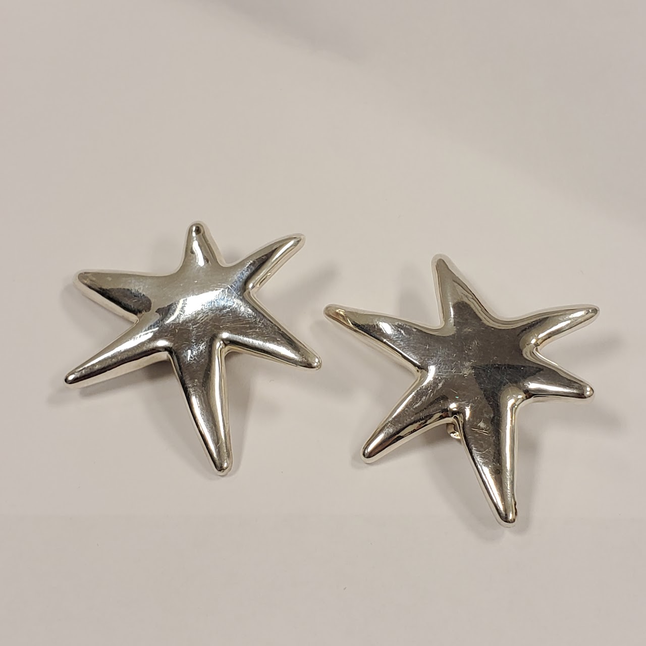 Sterling Silver Abstract Star Clip Earrings