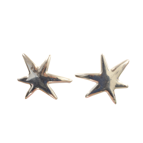 Sterling Silver Abstract Star Clip Earrings