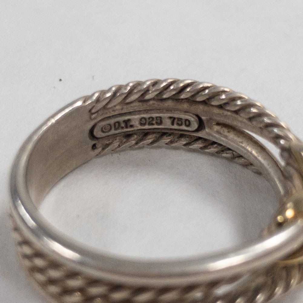 David Yurman Sterling Silver & 18K Gold Crossover Ring