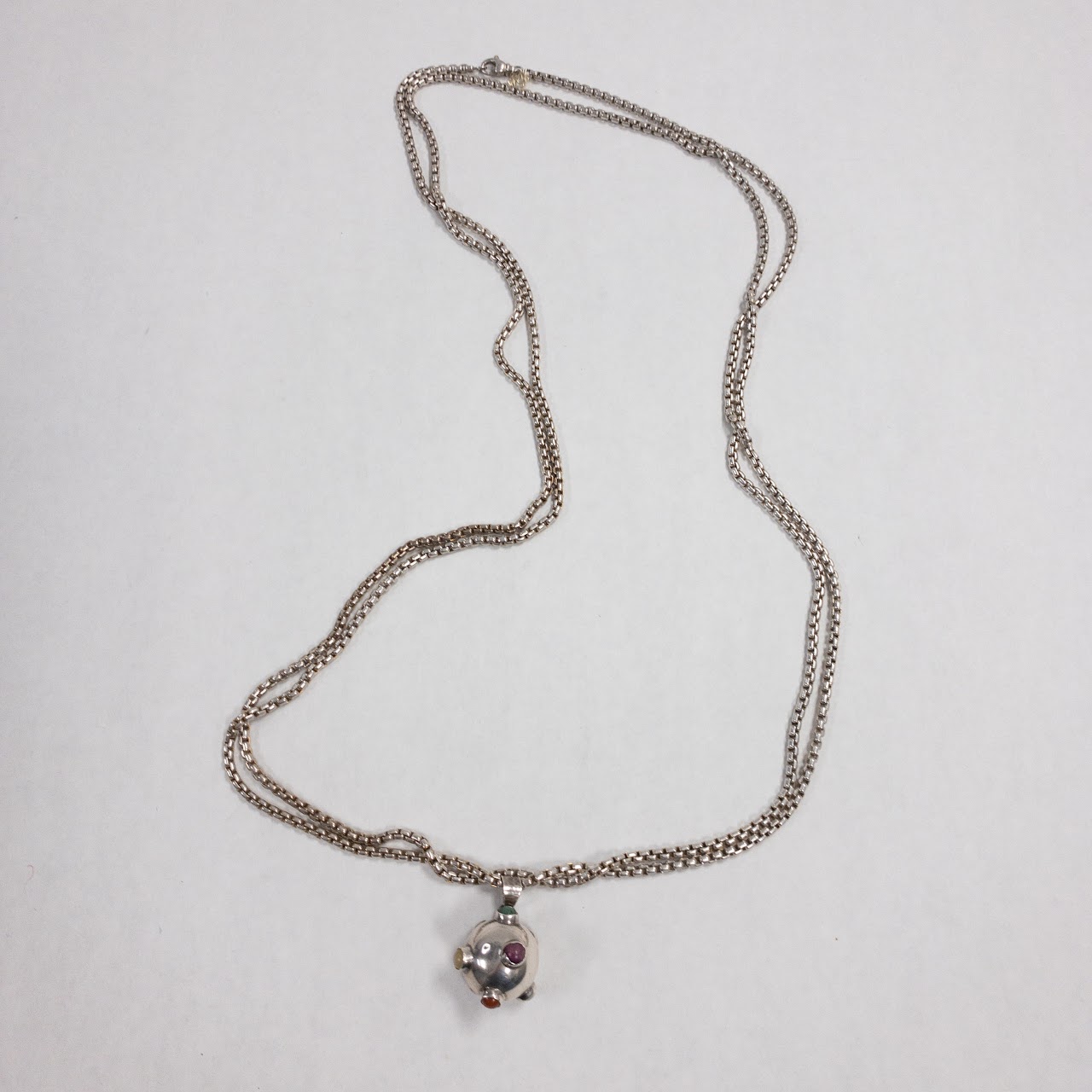 David Yurman Sterling Silver 70" Box Chain with Sphere Pendant