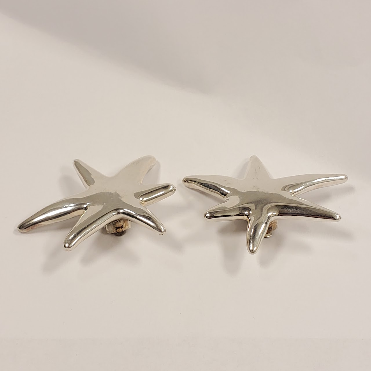 Sterling Silver Abstract Star Clip Earrings