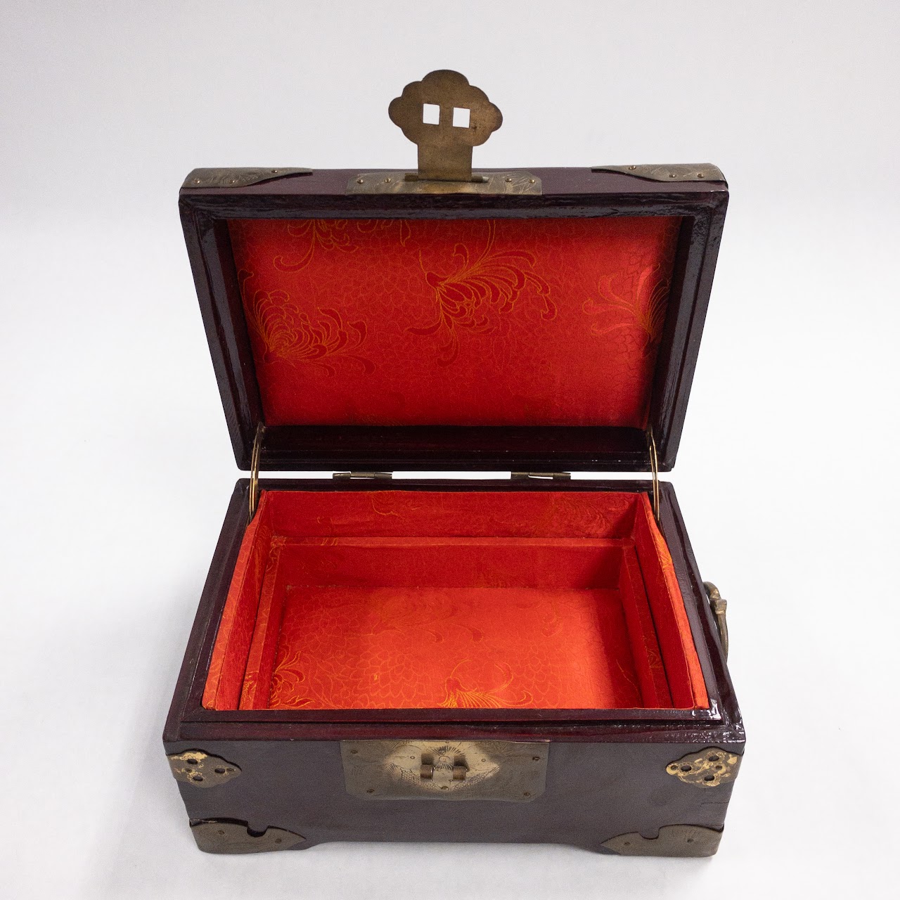 Chinese Lacquered Hardwood & Jade Jewelry Box