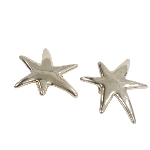 Sterling Silver Abstract Star Clip Earrings